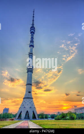 Ostankino Tower in Moscow, the tallest free-standing structure in Europe Stock Photo