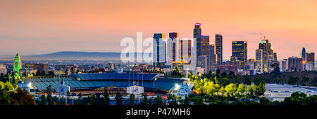 Dodgers Stadium and city skyline Los Angeles California at sunset Stock  Photo - Alamy