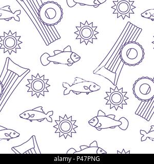 Seamless pattern with inflatable mattress, inflatable circle. Summer leisure. Stock Vector
