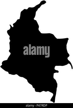 Colombia country Map illustration black. Stock Photo