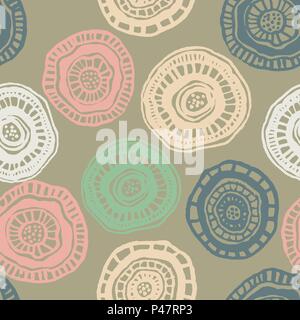 Vector seamless pattern with pastel aborigine flowers Stock Vector