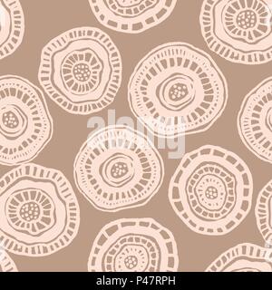 Vector seamless pattern with beige aborigine flowers Stock Vector