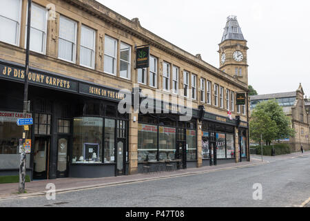 Shops in Bacup, Lancashire, England, UK Stock Photo