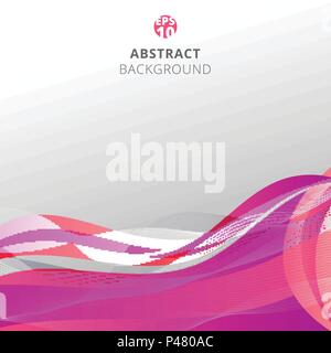 Abstract colorful pink waves with pattern lines twist on white background. Vector illustration Stock Vector