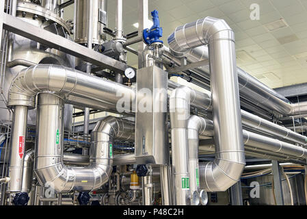clean pipelines and tanks in an industrial plant Stock Photo