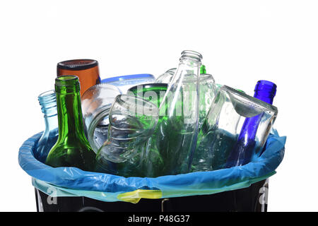 view of recycling glass on white Stock Photo