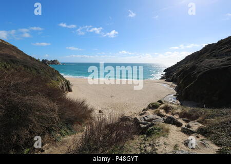 Porthcurno Beach, Porthcurno, Cornwall, UK Stock Photo