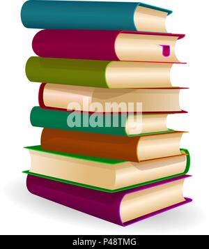 Books stacked one on top of another. A stack of books on a white background. Stock Vector