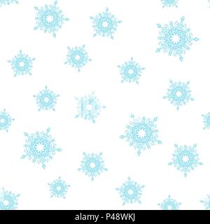 Seamless pattern with snowflakes or mandala. Hand drawn vector background Stock Vector