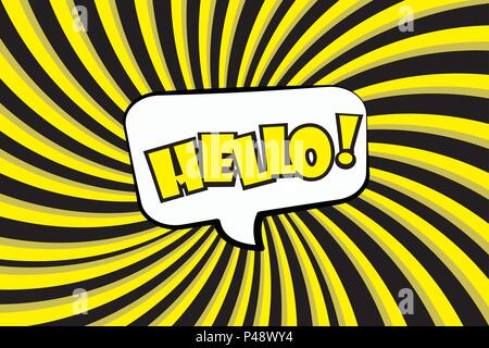 Hello Comic sound effects in pop art style. Burst best graphic effect with label and text in retro style. Vector illustration Stock Vector