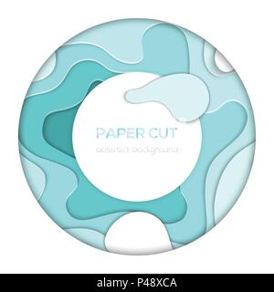 Turquois abstract layout - vector paper cut banner Stock Vector