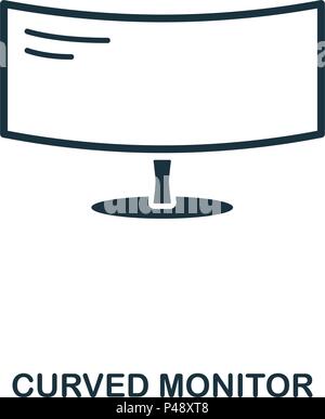 Curved Monitor icon. Line style icon design. UI. Illustration of curved monitor icon. Pictogram isolated on white. Ready to use in web design, apps, software, print. Stock Vector