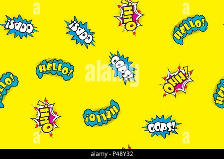 Seamless pattern comic speech bubbles illustration Stock Vector