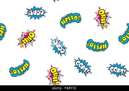 Seamless pattern comic speech bubbles illustration Stock Vector