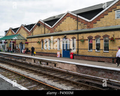 Lakeside railway Station on Lakeside to Haverthwaite steam railway line Newby Bridge Lake District Cumbria England UK Stock Photo