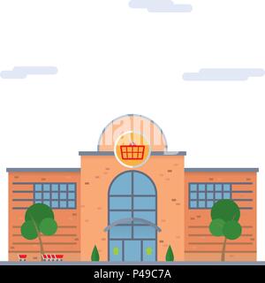 Isolated vector icon of modern shopping mall building Stock Vector