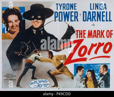 Original Film Title: THE MARK OF ZORRO.  English Title: THE MARK OF ZORRO.  Film Director: ROUBEN MAMOULIAN.  Year: 1940. Credit: 20TH CENTURY FOX / Album Stock Photo