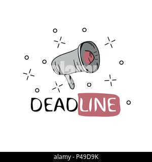 Megaphone business concept with text Deadline - vector illustration. Design for t-shirt and prints Stock Vector