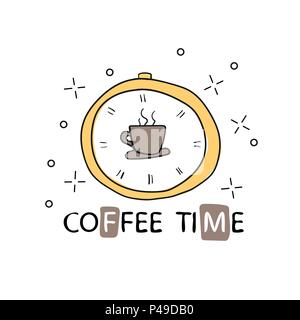 Vector poster with phrase decor elements. Typography card, image with lettering. Design for t-shirt and prints. coffee time. Stock Vector