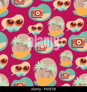 Seamless background pattern with summer elements Stock Vector
