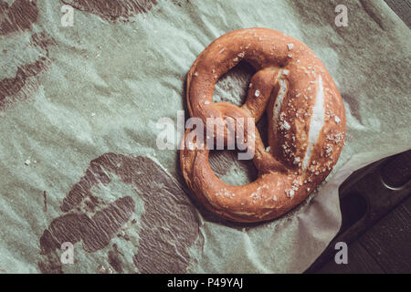 Fresh Rustic Pretzels From the Oven on Baking Sheet Stock Photo