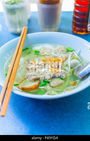 Thai Chinese style noodle with beansprout. Street food lunch in Thailand. Stock Photo