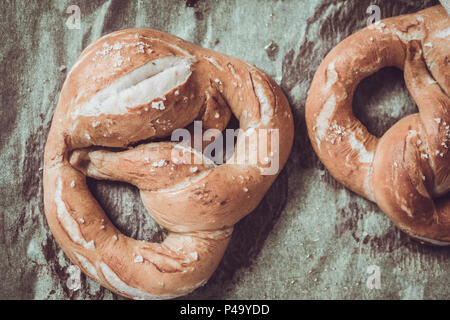 Fresh Rustic Pretzels From the Oven on Baking Sheet Stock Photo