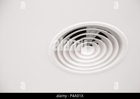 White ceiling Air Duct with dust in the bathroom, Danger for health and the cause of pneumonia in office people. Stock Photo