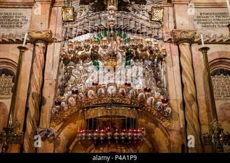 Aedicule inside the Church of the Holy Sepulchre, Jerusalem, Israel, Middle East, Middle Eastern Stock Photo