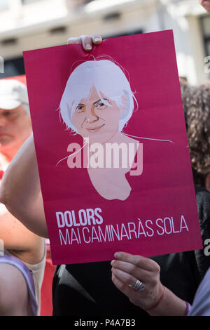 Banner in support of the current mayor Dolors Sabater seen during the protest outside the City Hall in Badalona. The new Badalona Mayor Alex Pastor changed with support of PP (People’s Party) PSC (Socialists' Party of Catalonia) and C's (Ciudadanos or Citizen in english) that voted ‘YES’ for a no-confidence motion of current mayor Dolors Sabater. Stock Photo