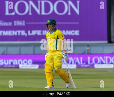 Thursday 21st June 2018 , Emerald Emirates Riverside,Chester-le-Street, 4th ODI Royal London One-Day Series England v Australia; Aaron Finch of Australia is out LBW for 100 Stock Photo