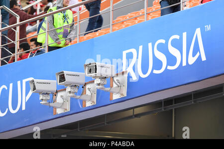21 June 2018, Russia, Yekaterinburg - Soccer World Cup 2018, France vs. Peru, Preliminary round, group C, Second game day at the Yekaterinburg arena: Surveillance cameras at the stadium. Photo: Marius Becker/dpa Credit: dpa picture alliance/Alamy Live News Stock Photo