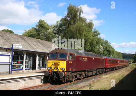 Ovenholme to Windermere, UK. 21st June 2018. West Coast Railways are running passenger trains on the Lakes Line with 6 services a day in each direction between Windermere and Oxenholme after Northern withdrew their services and replaced them with buses probably until 2nd July 2018. Credit: Andrew Bell/Alamy Live News Stock Photo