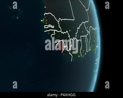 Night map of Sierra Leone as seen from space on planet Earth. 3D ...