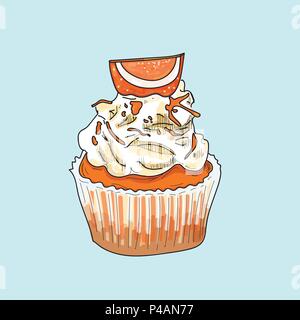 vector cupcake muffins on pastel background. Stock Vector