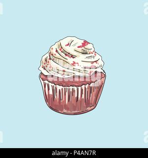 vector cupcake muffins on pastel background. Stock Vector