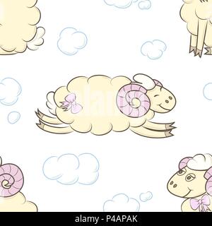 Seamless pattern background with sheep Stock Vector