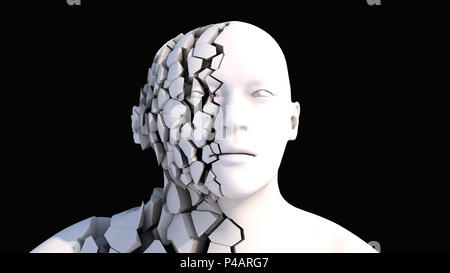 3d render. Head Human shattered Stock Photo