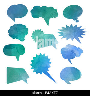 Collection of speech bubbles with watercolour effect Stock Photo