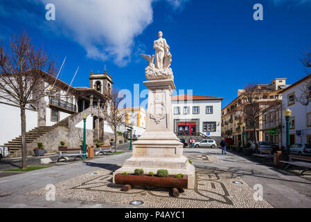 Portugal, Azores, Terceira Island, Praia da Vitoria, town hall square Stock Photo