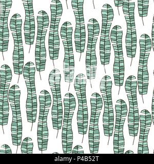 Seamless vector pattern with banana leaves Stock Vector