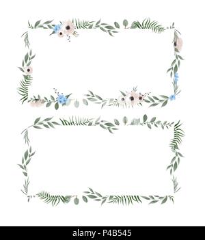 Vector set. Floral frame. Frame border with copy space. Stock Vector