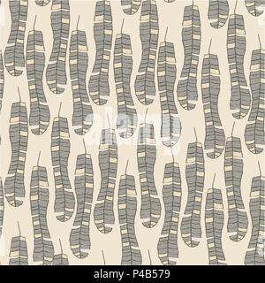 Seamless vector pattern with beige banana leaves Stock Vector