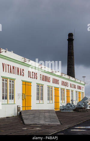 Portugal, Azores, Pico Island, Sao Roque do Pico, Museu da Industria Baleeira, Whaling Industry Museum housed in old whaling factory, exterior Stock Photo