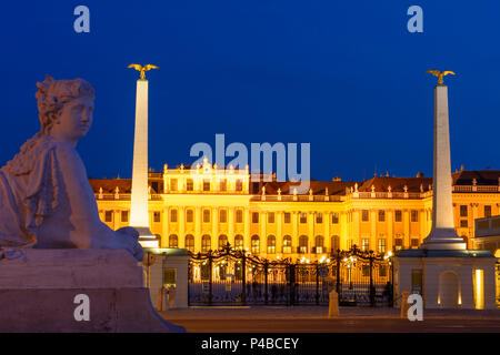 Vienna, castle Schönbrunn Palace Schloss from outside main entrance, sphinx, 13. Hietzing, Wien, Austria Stock Photo