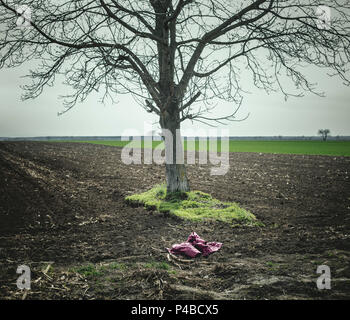 Refugee camp of Sid at the border between Serbia and Croatia. As the border to Hungary is no longer an alternative, more and more refugees try to cross the border to Croatia. The way to the border, 4 km away from the camp. Every night people try to cross into the EU. Stock Photo