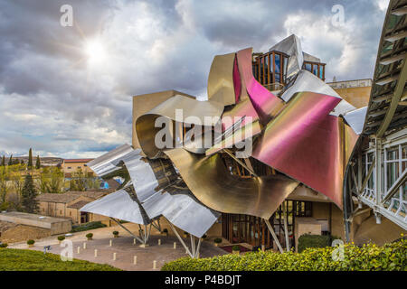 El Ciego City, Frank Gehry architect, La Rioja Area, Logroño province, Marques de Riscal Hotel, Spain, wine cellar Stock Photo