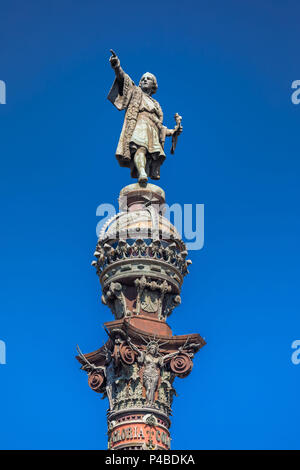 Spain, Barcelona City, Cristobal Colombus Monument Stock Photo