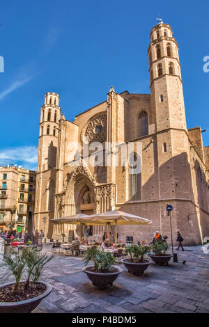 Spain, Barcelona city, ciutat vella, el rabal area, Santa Maria del Mar church Stock Photo