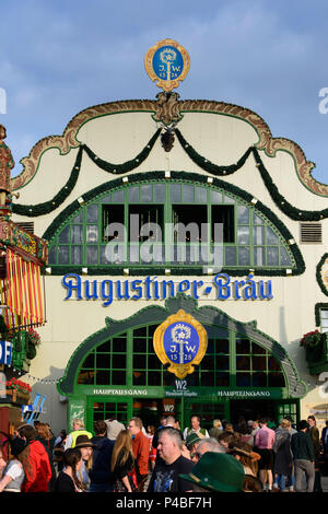 München, Munich, Oktoberfest beer festival, Augustiner-Bräu tent, Upper Bavaria, Bavaria, Germany Stock Photo